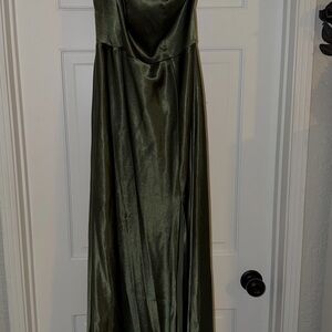 Elegant Olive Green Satin Gown
